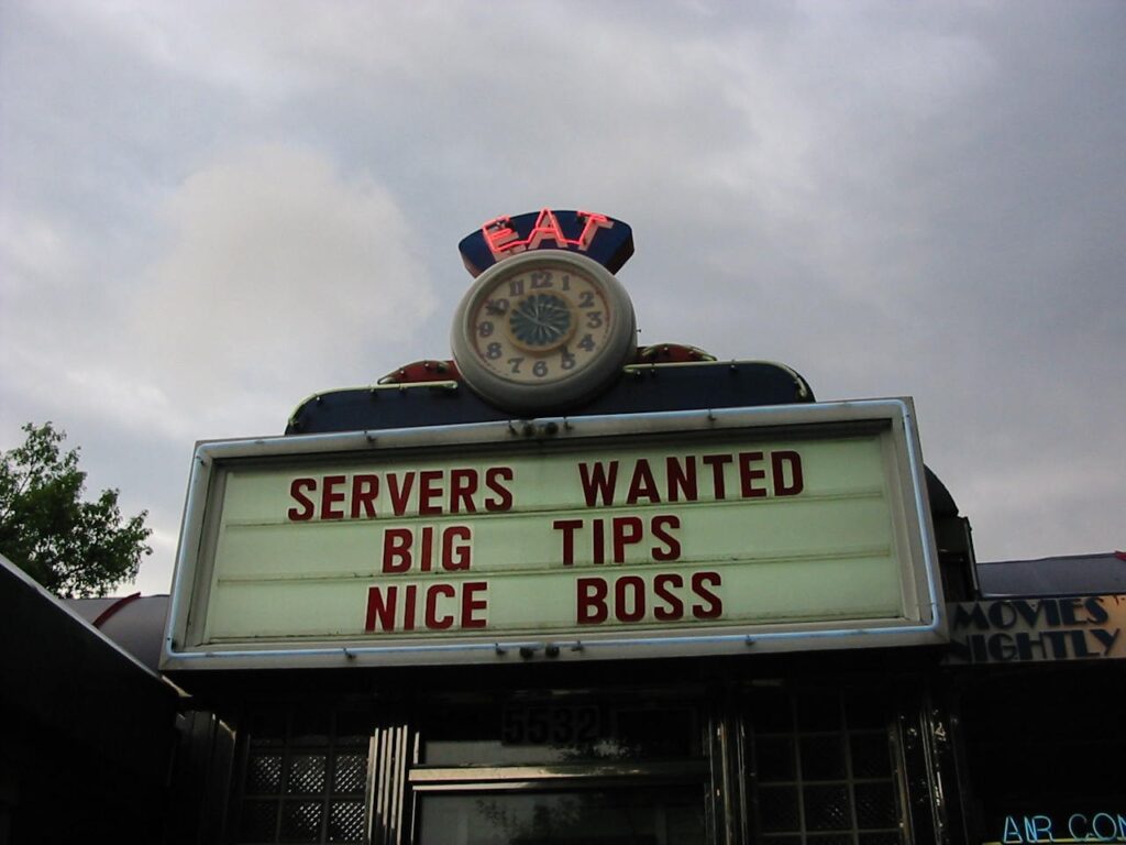 pourboire dans les restaurants de Washington